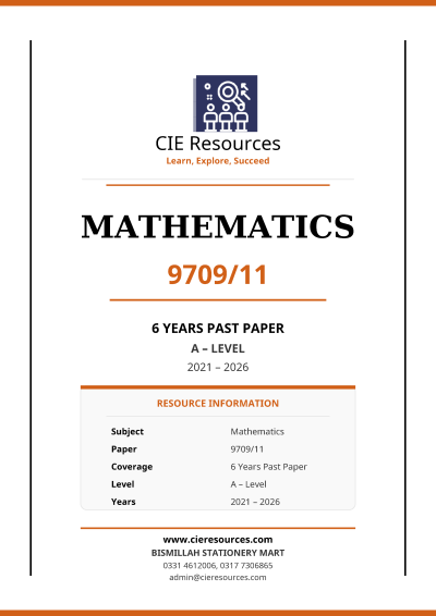 Mathematics 9709/11 A Level 6 Years Printed Past Paper with Marking Scheme! Ring Binding  {2021-2026}