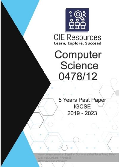 Computer Science 0478/12 IGCSE 5 Years Printed Past Paper with Marking Scheme! Ring Binding  {2019-2023}