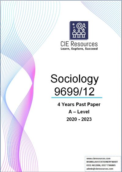 Sociology 9699/12 A Level  4 Years Printed Past Paper with Marking Scheme! Ring Binding  {2020-2023}