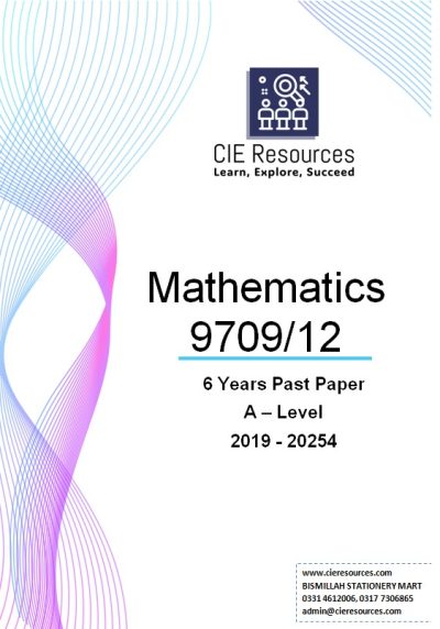 Mathematics 9709/12 A Level 6 Years Printed Past Paper with Marking Scheme! Ring Binding  {S2019-W2024}