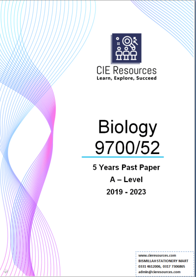 Biology 9700/52 A Level 6 Years Printed Past Paper with Marking Scheme! Ring Binding  {2019-2024}