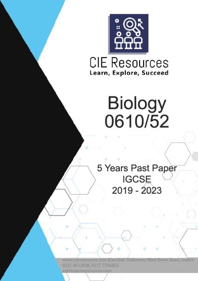 Biology 0610/52 IGCSE 5 Years Printed Past Paper with Marking Scheme! Ring Binding  {2019-2023}