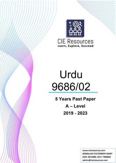Urdu 9686/02 A Level 5 Years Printed Past Paper with Marking Scheme! Ring Binding  {2019-2023}
