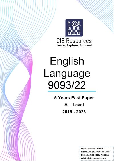English Language 9093/22 A Level 5 Years Printed Past Paper with Marking Scheme! Ring Binding  {2019-2023}