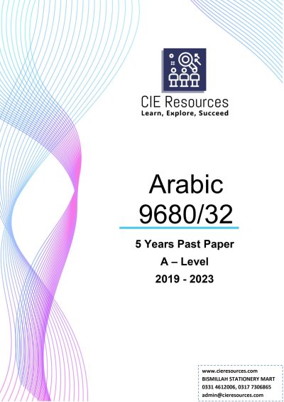 Arabic 9680/32 A Level 5 Years Printed Past Paper with Ring Binding  {2019-2023}