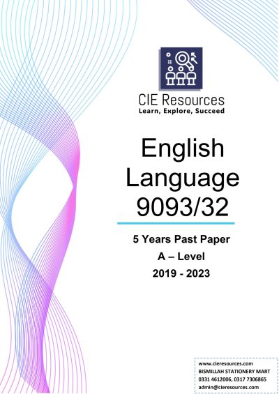English Language 9093/32 A Level 5 Years Printed Past Paper with Marking Scheme! Ring Binding  {2019-2023}