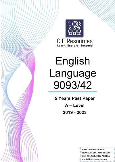 English Language 9093/42 A Level 5 Years Printed Past Paper with Marking Scheme! Ring Binding  {2019-2023}