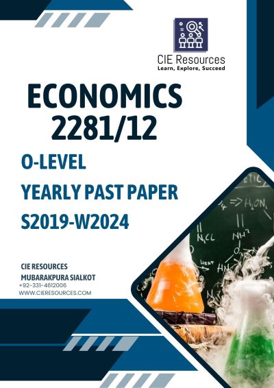 Economics 2281/12 O-Level 6 Years Printed Past Paper with Marking Scheme! Ring Binding  {s2019-w2024}