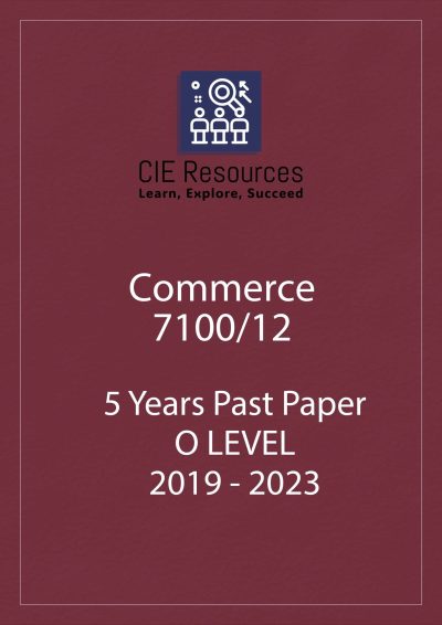 Commerce 7100/12 O-Level 5 Years Printed Past Paper with Marking Scheme! Ring Binding  {2019-2023}