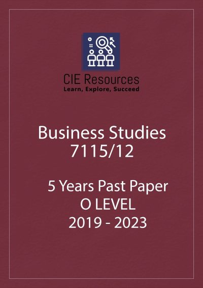 Business Studies 7115/12 O-Level 5 Years Printed Past Paper with Marking Scheme! Ring Binding  {2019-2023}