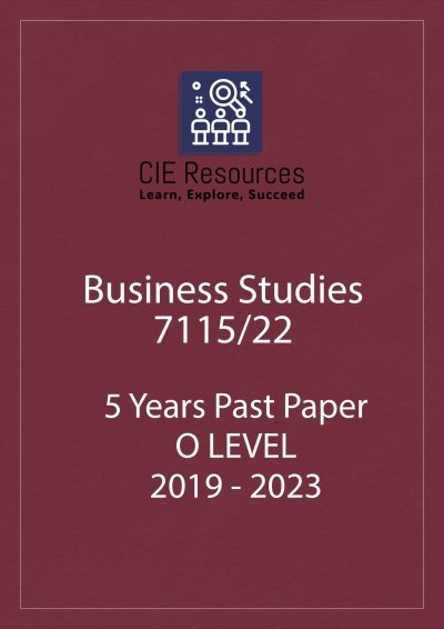 Business Studies 7115/22 O-Level 5 Years Printed Past Paper with Marking Scheme! Ring Binding  {2019-2023}